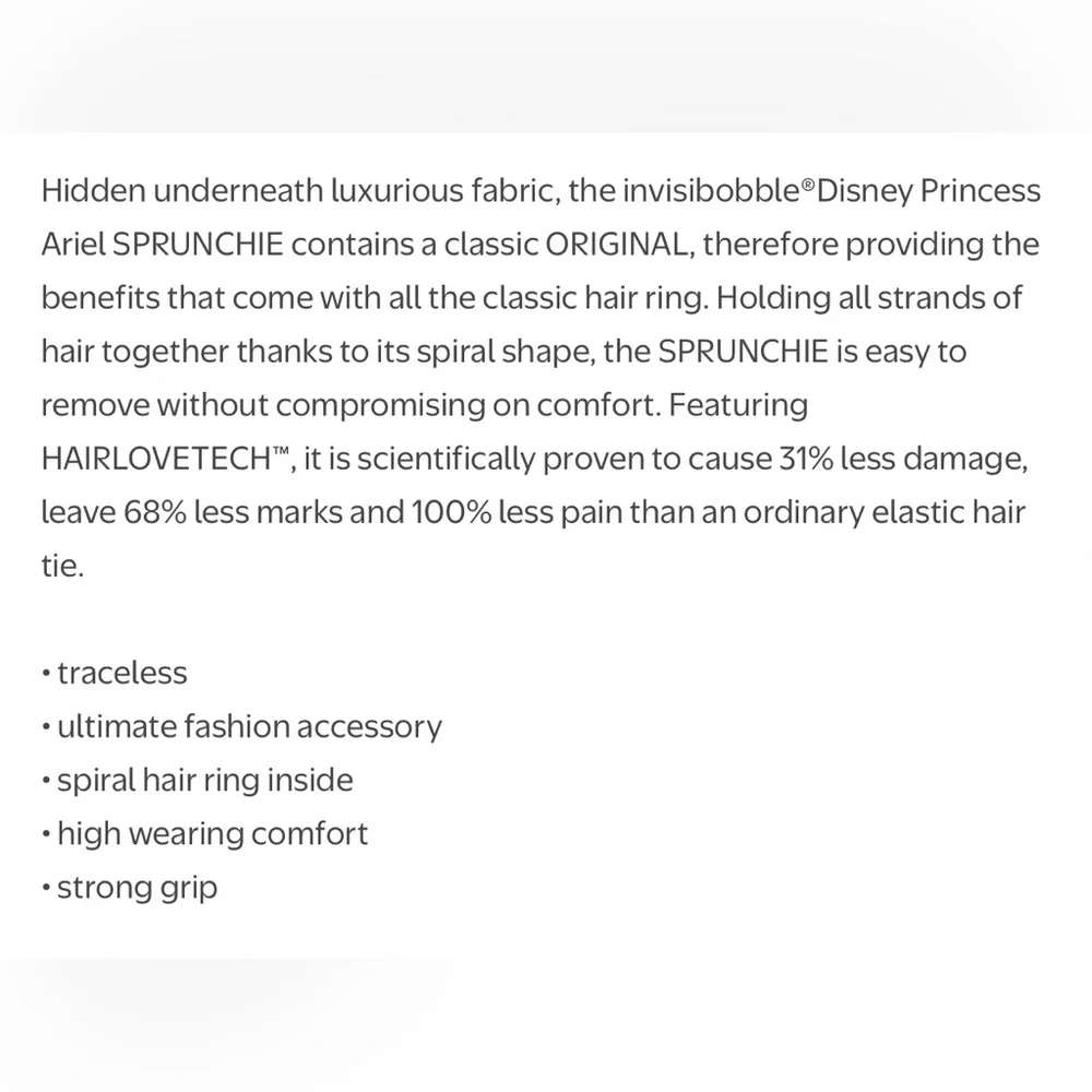 BNIB DISNEY INVISIBOBBLE STYLE ICON ARIEL PRINCESS 2 SCRUNCHIES PURPLE & SPARKLE